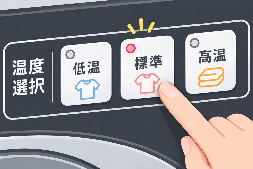 衣類にあわせて温度を設定するイメージ